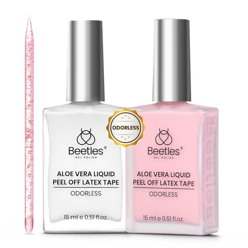 image:imageBeetles Odorless Liquid Latex for Nails 15ml  White Latex Nail Polish Barrier Peel Off Cuticle Guard for Gel Polish Protector Fingers Air Dry Nail Art Cuticle Protectors with Stick Gifts for Women2 PCS Odorless Liquid Latex for Nails