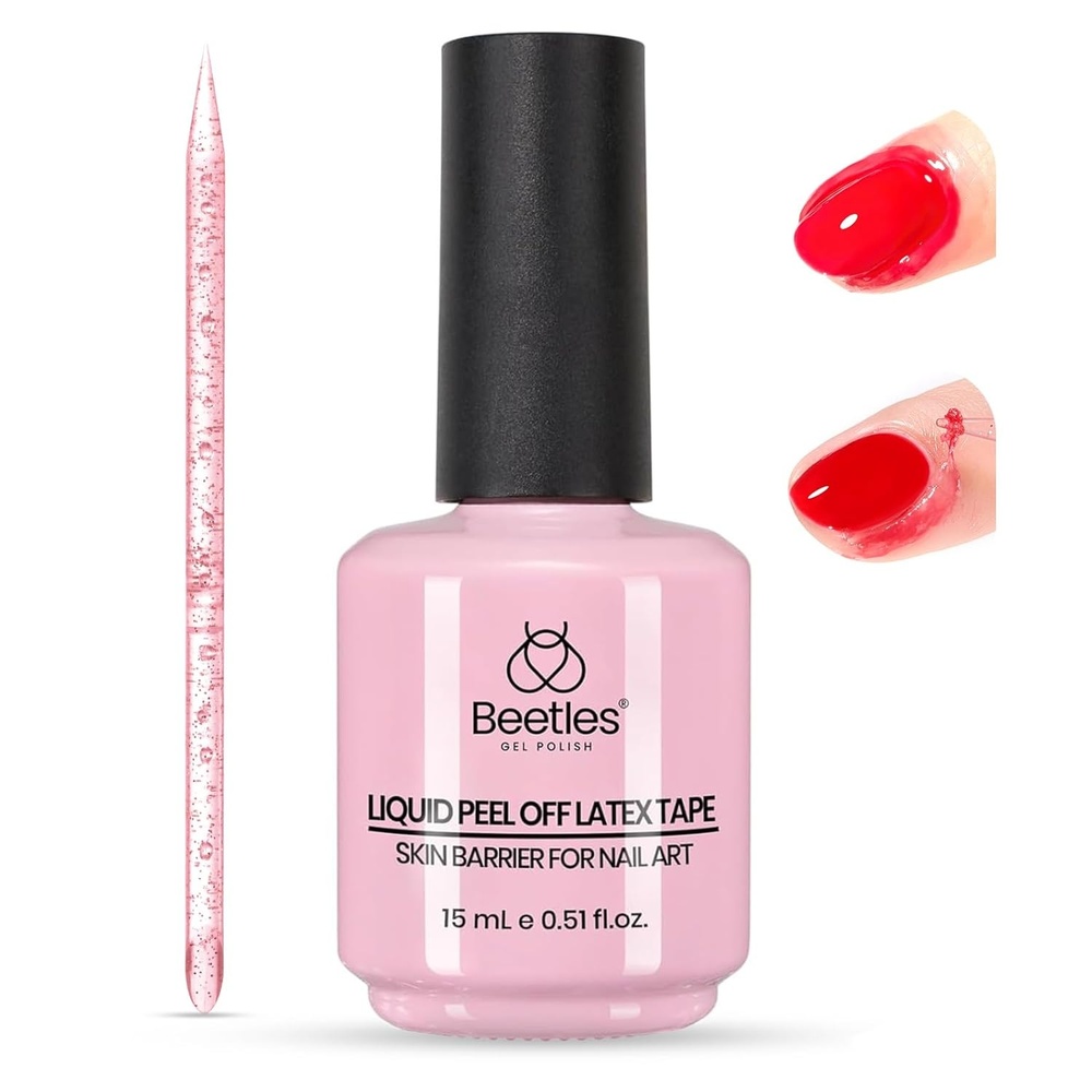 image:imageBeetles Odorless Liquid Latex for Nails 15ml  White Latex Nail Polish Barrier Peel Off Cuticle Guard for Gel Polish Protector Fingers Air Dry Nail Art Cuticle Protectors with Stick Gifts for Women00Pink Latex Liquid Cuticle Guard