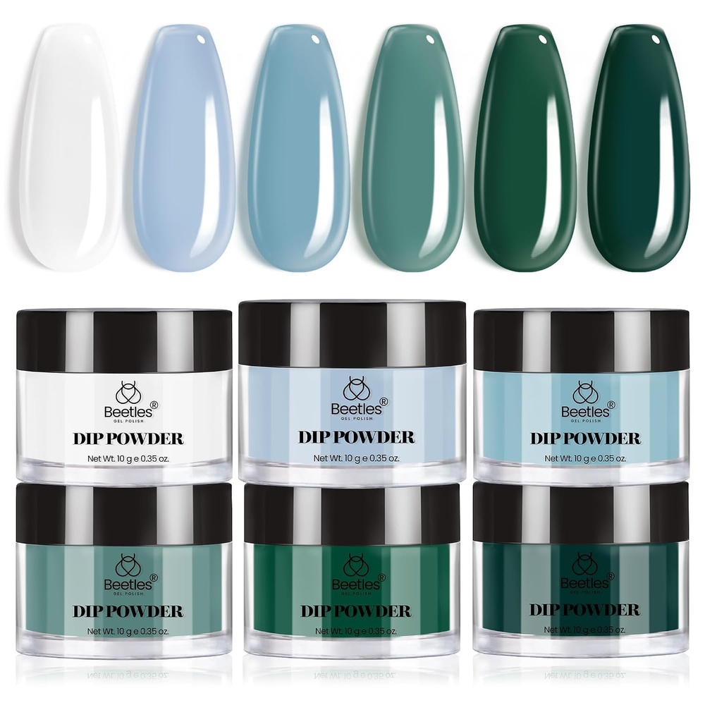 image:imageBeetles Pink Dip Powder Nail Kit 6 Color Nude Pink Brown Dip Nails Powder Starter Kit All Season Nail Dip Powder Kit No Need Nail Lamp DIY Salon at Home Summer Gift for Women00Glossy Lake on My Nails