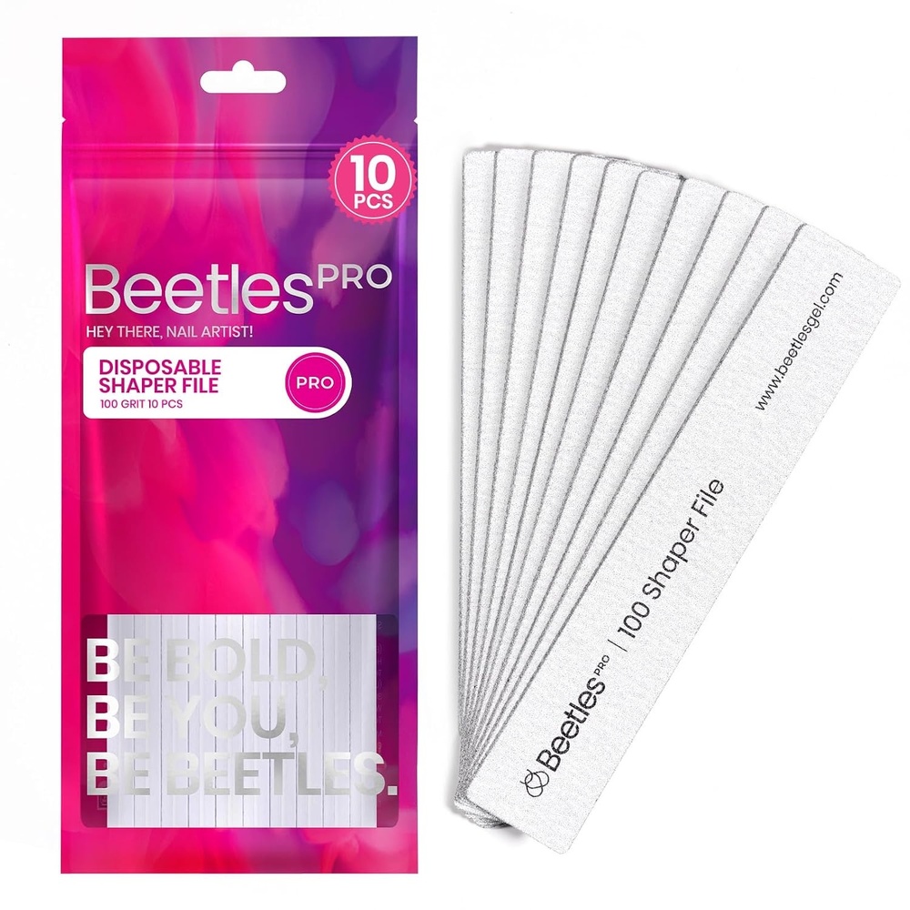 image:imageBeetles Pro 100 Grit Nail Files Set for Professional 10 Pcs Zebra Gray Grit Replaceable Shaper Files Disposable Nail Files Manicure Tool for Shaping and Smoothing for Nail Art Design Salon10 Pcs Nail Files
