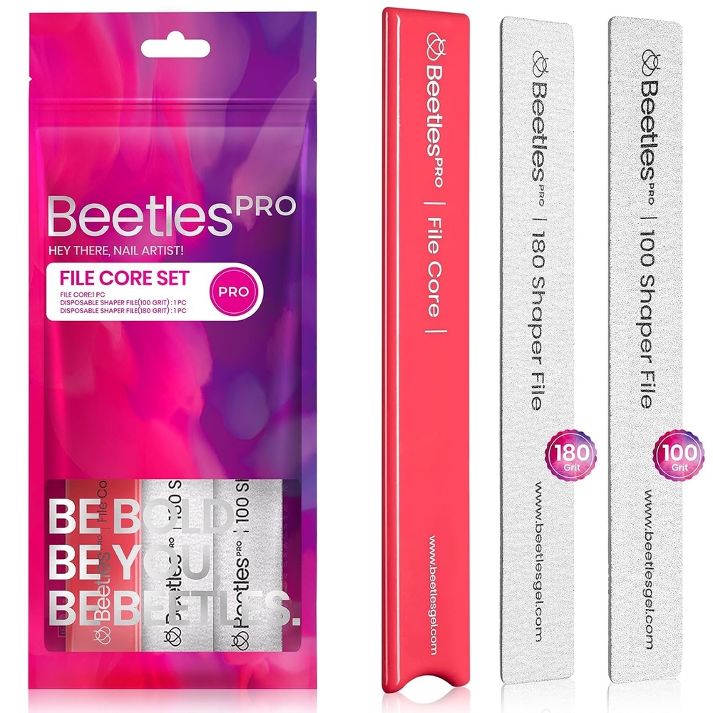 image:imageBeetles Pro 100 Grit Nail Files Set for Professional 10 Pcs Zebra Gray Grit Replaceable Shaper Files Disposable Nail Files Manicure Tool for Shaping and Smoothing for Nail Art Design SalonFILE CORE SET