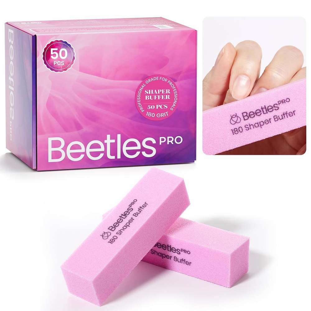 image:imageBeetles Pro Nail File Nail Buffer 52 pcs Sponge File and Buffers for Natural Nails Double Sides Emery Boards for Nails Nail Buffer and Shine Kit Nail Filer 100180 Grit Nail Files Fingernail Files50 Pcs Nail Buffer Block 180 Grit