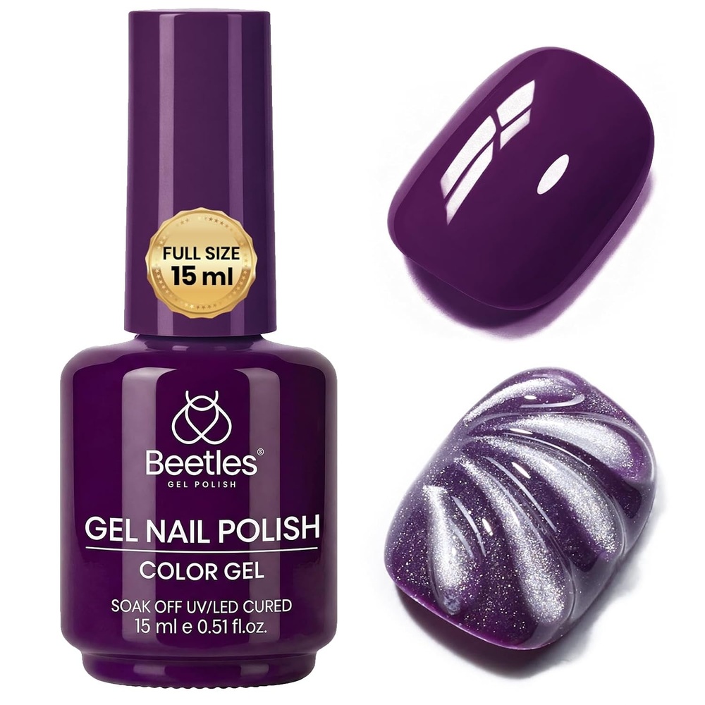image:imageBeetles Purple Gel Polish  Royal Plum 1pc 15ml Deep Purple Color Soak Off UV LED Gel Polish Glossy Solid Nail Art Elegant Dark Nails for All Season Party Salon DIY Manicure