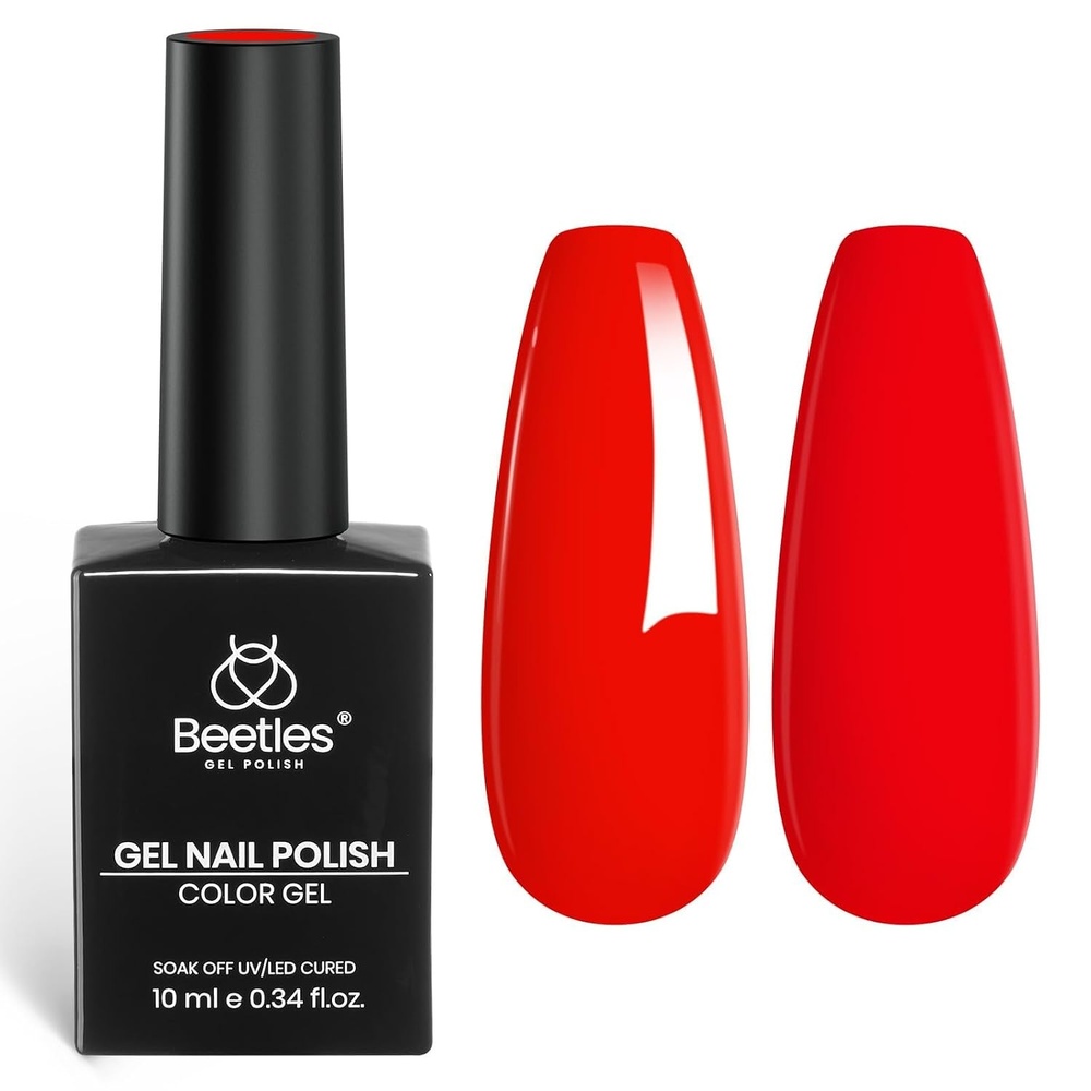 image:imageBeetles Red Gel Nail Polish  10ml Soak Off UV LED Nail Long Lasting Glossy Bright Red Gel Polish for Salon DIY Manicure for WomenC  Creme Red  Flame Red