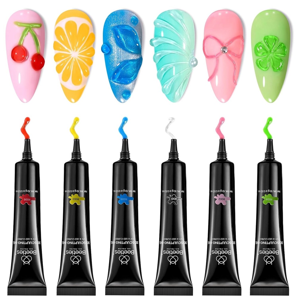 image:imageBeetles Rhinestones Glue Kit  3D Gel Nail Art amp Sculpting Gel Glue and with Heart Charm Diamond Jewelry Nail Decorations for DIY Gel Nail PolishA13D Nail Gel Set