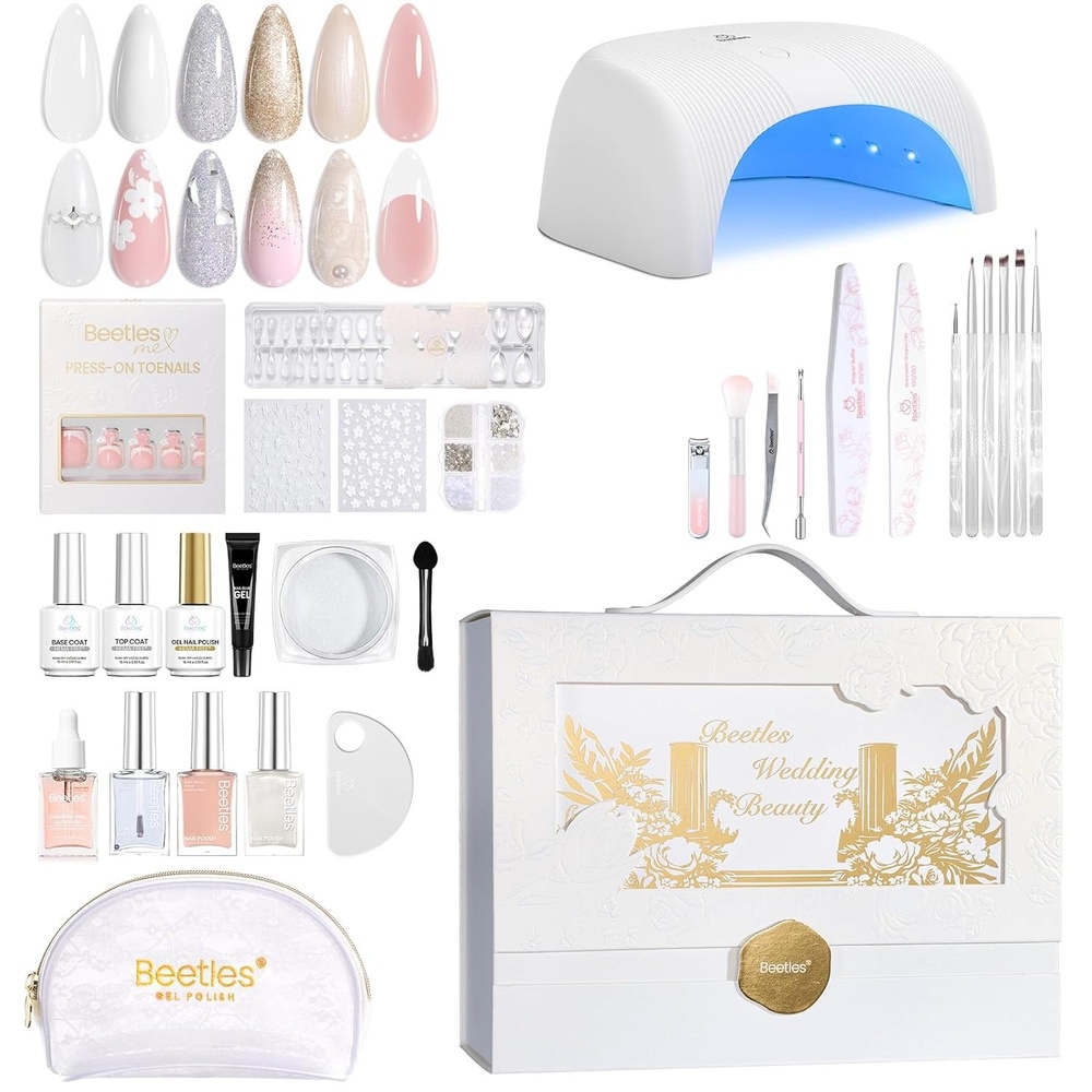 image:imageBeetles Summer Gel Nail Polish Kit with UV Light  Wedding Beauty French Manicure Kit 15ml UV LED Soak Off French Tip Gel Polish Set with Nail Tools Nails DecorationWedding Beauty
