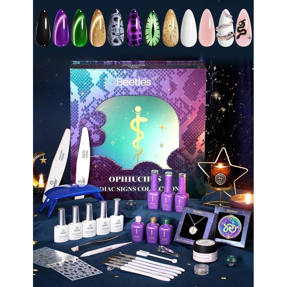 image:imageBeetles Summer Gel Nail Polish Kit with UV Light  Wedding Beauty French Manicure Kit 15ml UV LED Soak Off French Tip Gel Polish Set with Nail Tools Nails Decoration000The Ophiuchuss Sign