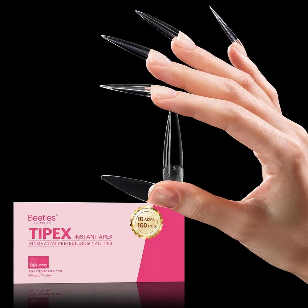 image:imageBeetles Tipex Instant Apex Nail Tips XXL Stiletto No Builder Gel Needed 160pcs 16 Sizes 0014 for DIY Salonlook ExtensionsTipex XXL Stiletto 160pcs