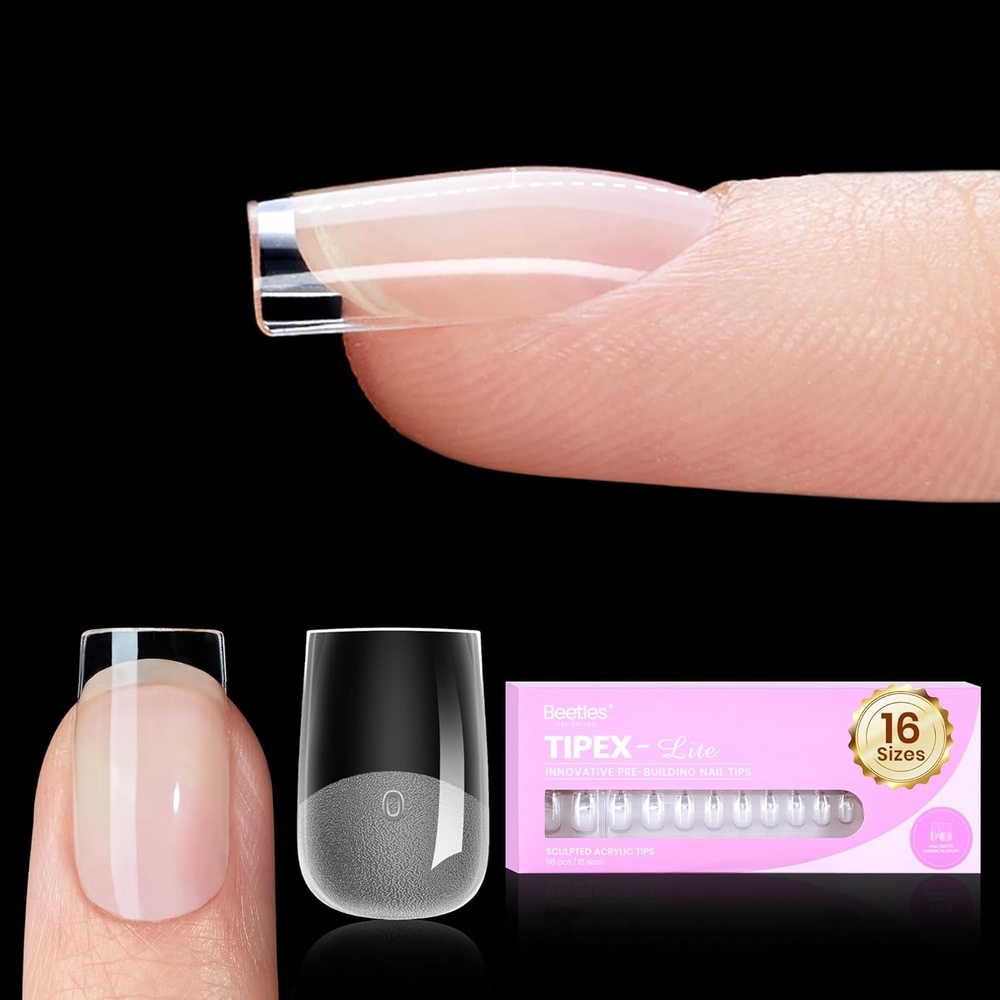image:imageBeetles Tipex Lite Instant Apex Nail Tips XXL Stiletto No Builder Gel Needed 160pcs 16 Sizes 0014 for DIY Salonlook Extensions0ATipex LiteSquare XS Short 96pcs