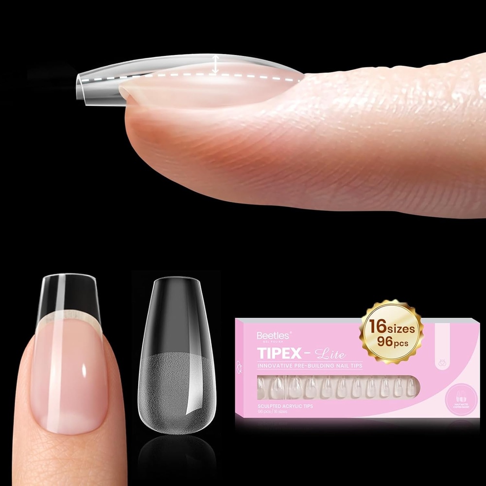 image:imageBeetles Tipex Lite Instant Apex Nail Tips XXL Stiletto No Builder Gel Needed 160pcs 16 Sizes 0014 for DIY Salonlook Extensions0ETipex LiteCoffin Short 96pcs
