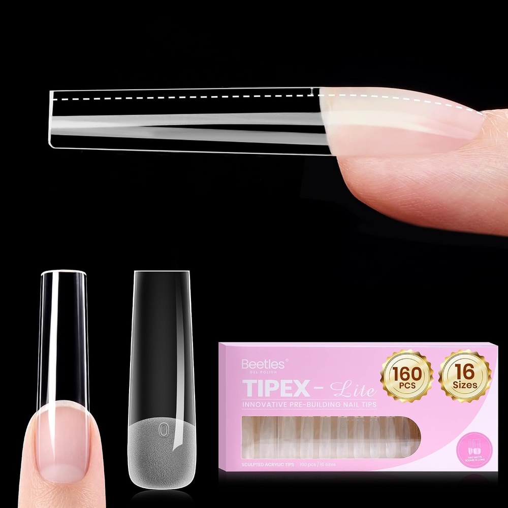 image:imageBeetles Tipex Lite Instant Apex Nail Tips XXL Stiletto No Builder Gel Needed 160pcs 16 Sizes 0014 for DIY Salonlook Extensions0FTipex Lite XL Long Square