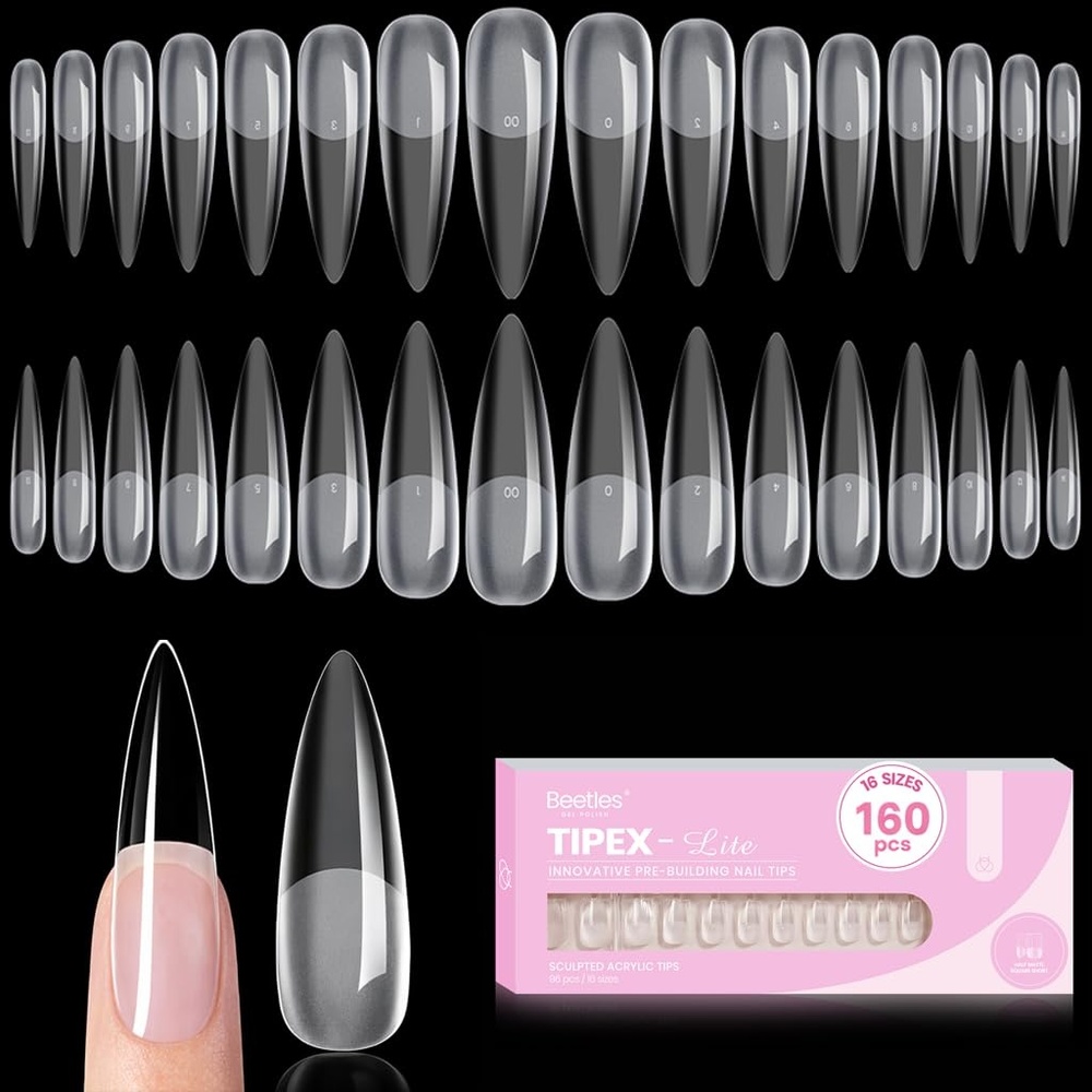 image:imageBeetles Tipex Lite Instant Apex Nail Tips XXL Stiletto No Builder Gel Needed 160pcs 16 Sizes 0014 for DIY Salonlook Extensions0GTipex Lite XL Long Stiletto