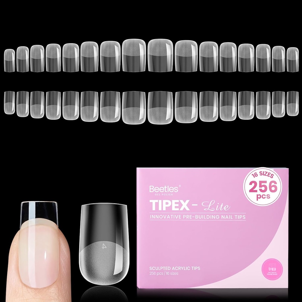 image:imageBeetles Tipex Lite Instant Apex Nail Tips XXL Stiletto No Builder Gel Needed 160pcs 16 Sizes 0014 for DIY Salonlook Extensions0HTipex LiteSquare Short 256pcs