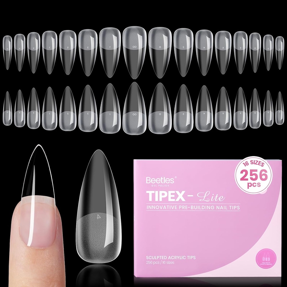 image:imageBeetles Tipex Lite Instant Apex Nail Tips XXL Stiletto No Builder Gel Needed 160pcs 16 Sizes 0014 for DIY Salonlook Extensions0JTipex LiteStiletto Medium 256pcs