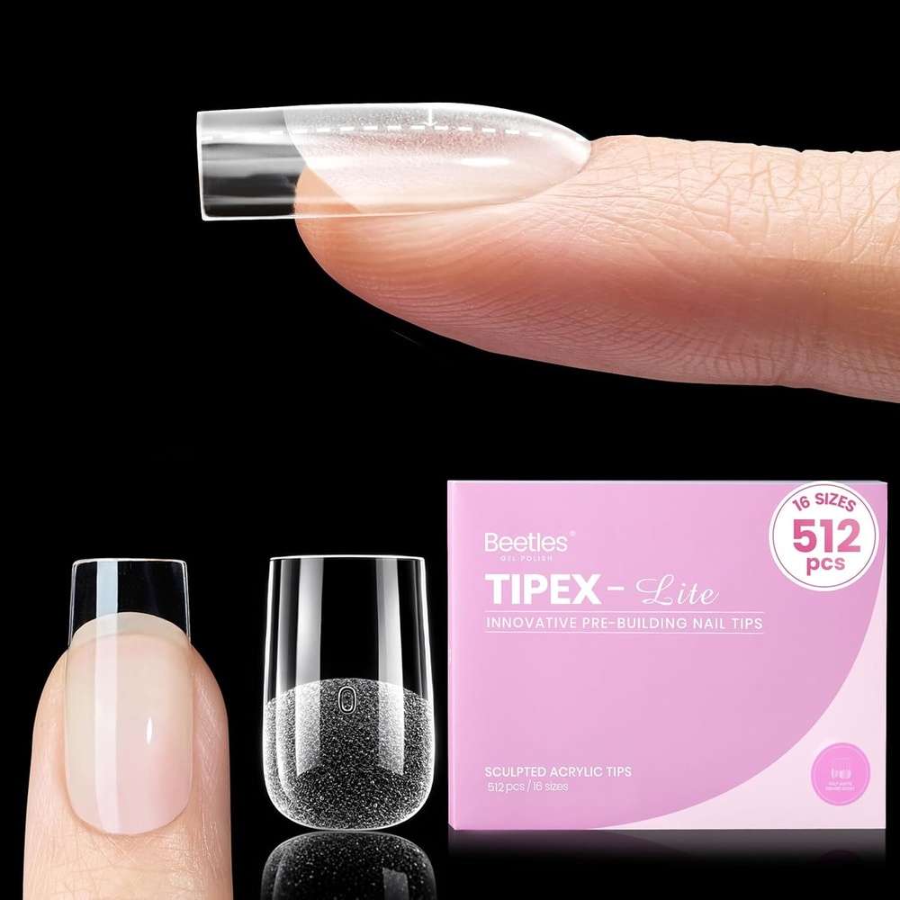 image:imageBeetles Tipex Lite Instant Apex Nail Tips XXL Stiletto No Builder Gel Needed 160pcs 16 Sizes 0014 for DIY Salonlook Extensions1ATipex LiteSquare Short 512pcs