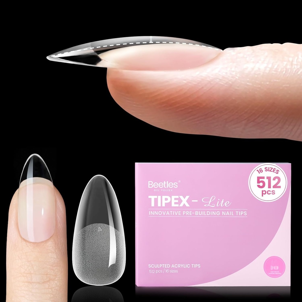 image:imageBeetles Tipex Lite Instant Apex Nail Tips XXL Stiletto No Builder Gel Needed 160pcs 16 Sizes 0014 for DIY Salonlook Extensions1BTipex LiteAlmond Medium 512pcs