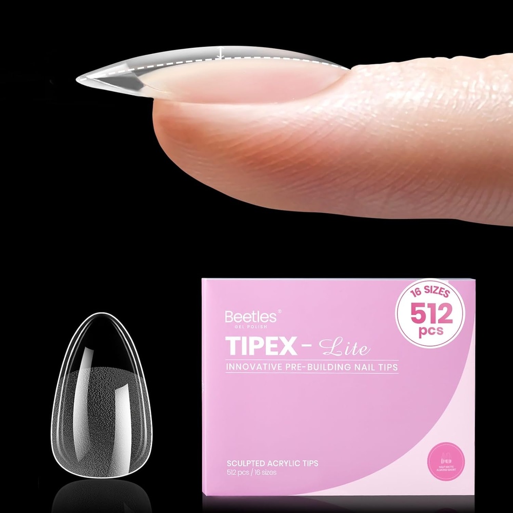 image:imageBeetles Tipex Lite Instant Apex Nail Tips XXL Stiletto No Builder Gel Needed 160pcs 16 Sizes 0014 for DIY Salonlook Extensions1CTipex LiteAlmond Short 512pcs