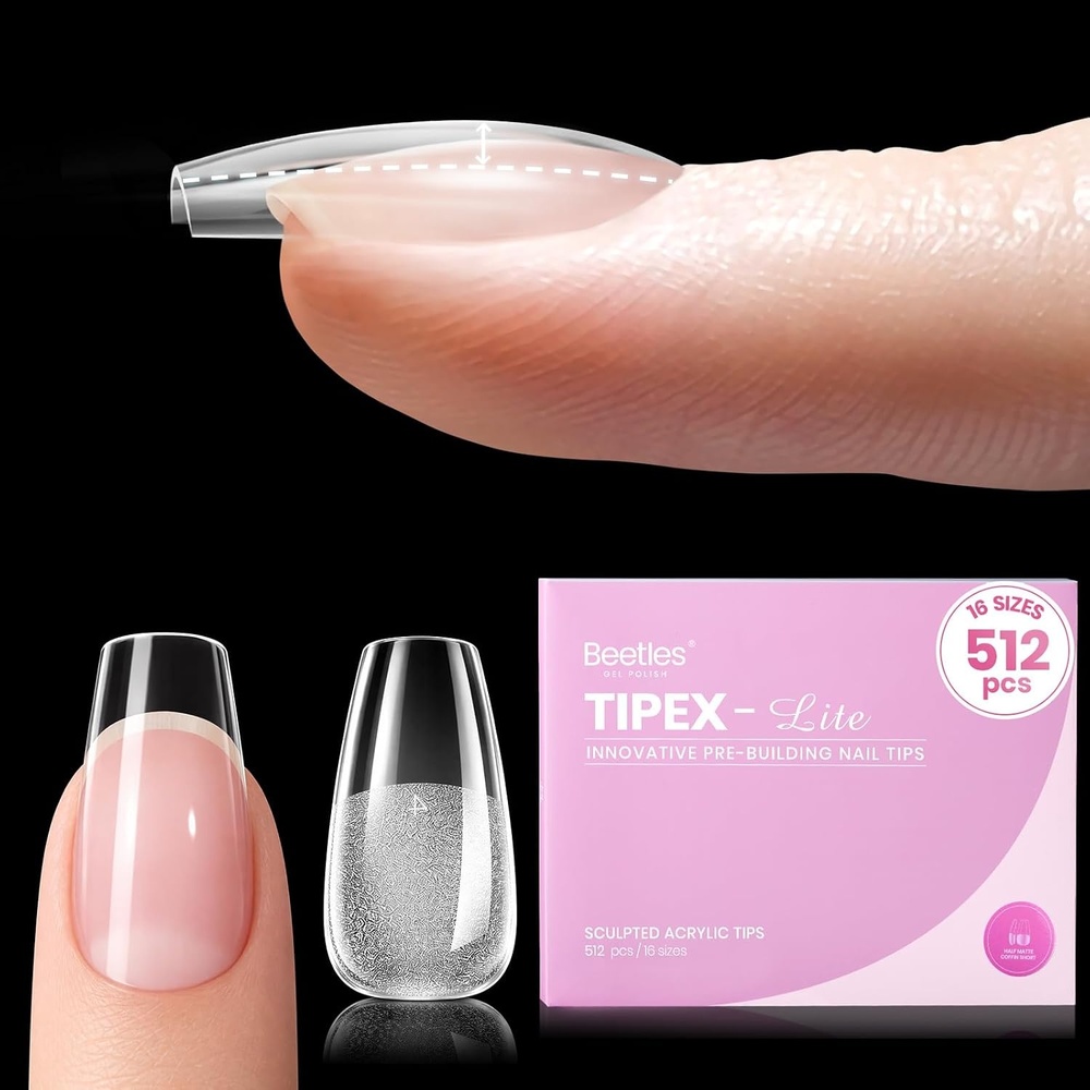 image:imageBeetles Tipex Lite Instant Apex Nail Tips XXL Stiletto No Builder Gel Needed 160pcs 16 Sizes 0014 for DIY Salonlook Extensions1FTipex LiteCoffin Short 512pcs