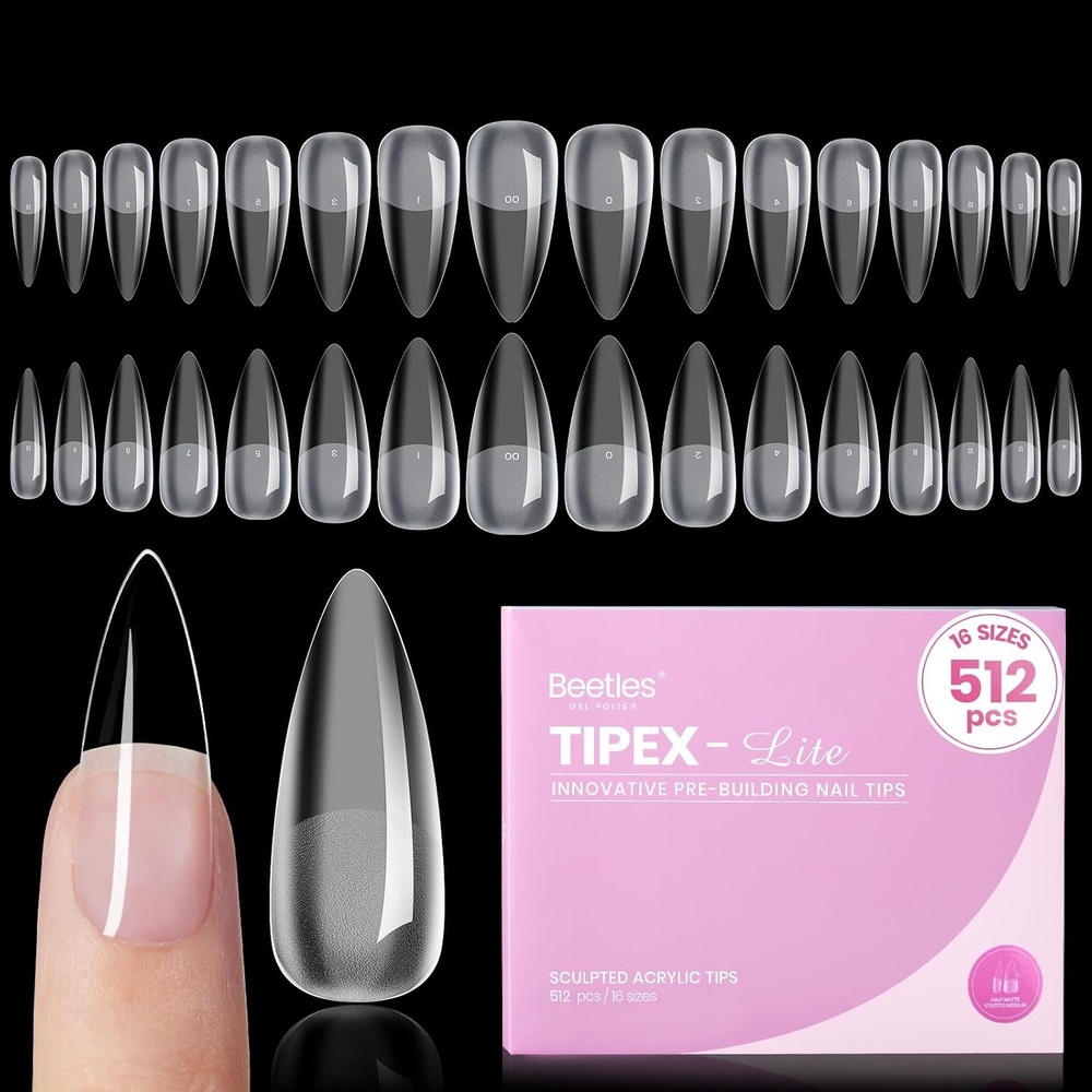 image:imageBeetles Tipex Lite Instant Apex Nail Tips XXL Stiletto No Builder Gel Needed 160pcs 16 Sizes 0014 for DIY Salonlook Extensions1GTipex LiteStiletto Medium 512pcs