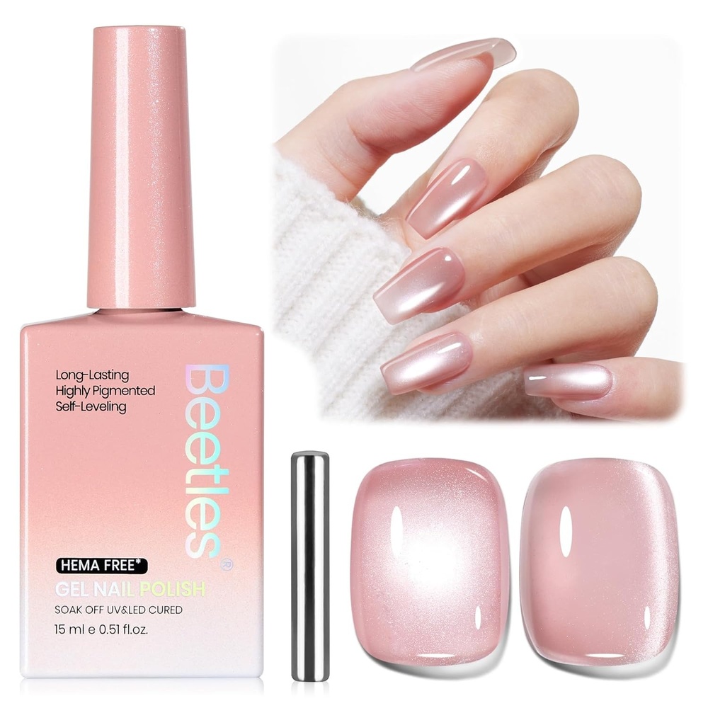 image:imageBeetles White Gel Nail Polish15 ml Shimmer Glitter Milky White Gel Nail Polish Soak Off UVLED Lamp Nail Art Manicure Salon DIY for French Nail Home Gift for Women GirlsB  Glassy Pink  Blushing Haze