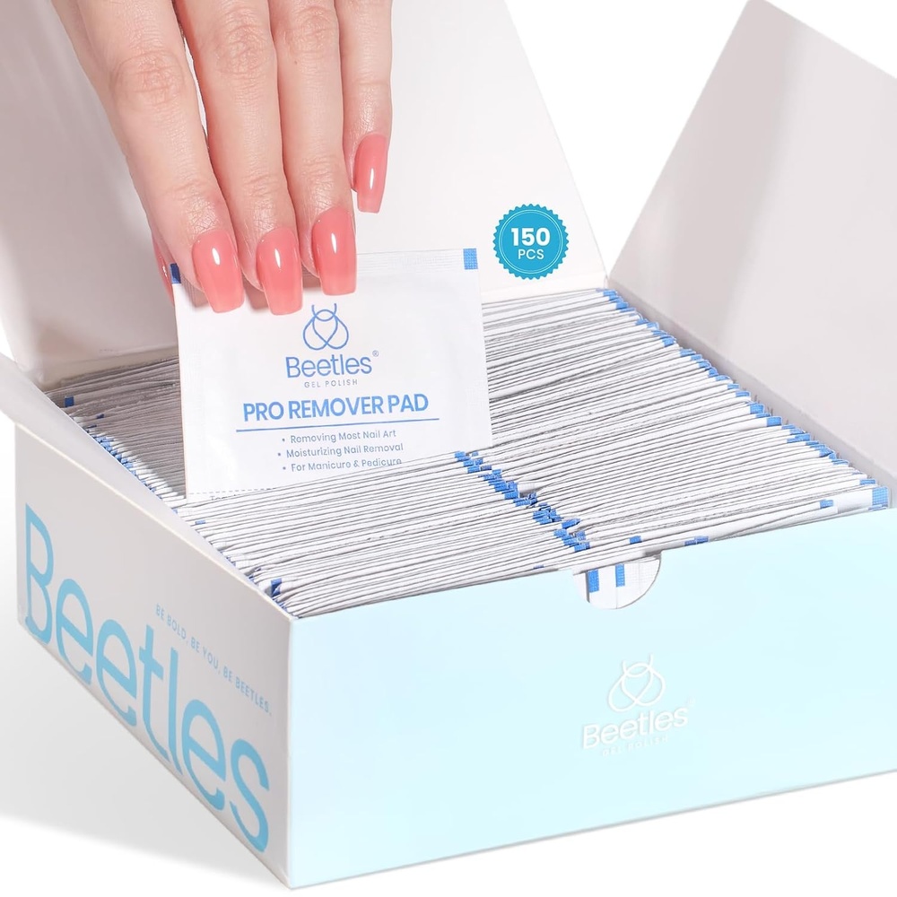 image:imagebeetles Nail Remover Kit  200Pcs Nail Soak Off Foil Wraps Gel Nail Polish Remover Tools Larger and Thicker Preattached Cotton Pad with Droppers Easy Manicure Removal for Women GirlsPro Remover Pads 150pcs