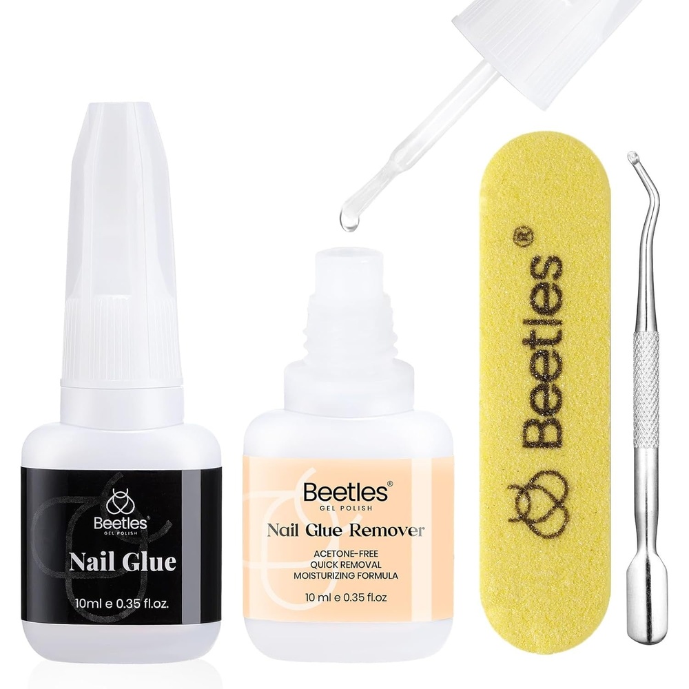 image:imagebeetles Nail Remover Kit  200Pcs Nail Soak Off Foil Wraps Gel Nail Polish Remover Tools Larger and Thicker Preattached Cotton Pad with Droppers Easy Manicure Removal for Women GirlsC10ML Nail Glue Remover