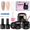 D4-Clear Nude Brown & Medium Square Nail Tips