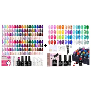 Beetles 100 Colors Gel Nail Polish Set, 119 PCS Kit All Season Cat Eye Pink Blue Jelly with 20 Colors Neon Glitter Soak Off UV LED Gel Polish