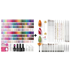 Beetles 100 Colors Gel Nail Polish Set, 119 PCS Kit All Season Cat Eye Pink Blue Jelly with 31pcs Nail Art Brushes Dotting Tools, Pens Dust Brush, Striping Liner Fingernaill