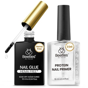 Beetles 15ml HEMA-Free Nail Glue Gel – TPO Free Super Strong Extension Glue for Nail Tips Clear Acrylic Nails, Clear Press On Nails, Gentle, Large Capacity, Salon Art DIY Home Need U V Light Cured(HEMA-Free Nail Glue & Primer Set)