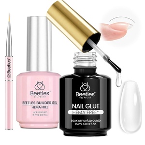 Beetles 2Pcs 15ml Hema Free Nail Glue Builder Nail Gel Set, Clear Builder for Nail Strengthener Thickening Building Apex Extension for Beginners & DIY Salon Manicure Gift for Women, U V Light Required