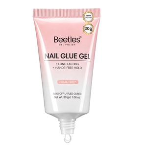 Beetles 30g Solid Nail Glue Gel, Hema-Free & TPO Free Super Strong Nail Glue for Nail Tips, Clear Press On Nails, Wide-Nozzle No-Run, Medium Viscosity, UV/LED Lamp Required, Sensitive Skin-Friendly