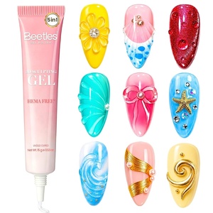 Beetles 3D Gel Nail Art, 5 in 1 Sculpting Gel for Nail Art, Clear No Wipe Hema-Free for Drawing, Molding, Nail Charms, Rhinestones & Chrome Powder, for DIY Home & Salon Use, UV/LED Lamp Needed, 15g