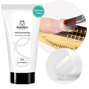 Beetles 60g Nail Extension Gel, 1 Pack Clear Builder Nail Gel Nail Art Design Nail Enhancement Gel for Beginner & Professional Easy DIY Nails at Home Salon Manicure for Women, UV & LED Lamp Needed(Clear 2.0)