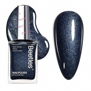 Beetles Blue Glitter Nail Polish – Cosmic Pulse, Blue Nail Polish Quick Dry Shiny Long-Lasting Summer Nails Art Effect for Summer Salon – 0.51Fl Oz/15ML(Cosmic Pulse)