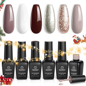 Beetles Burgundy Gel Polish Set – Berry Merlot 6 Colors Plum Gel Polish, Cherry Mocha Red Glitter Dark Purple Wine Nails Color, U V LED Soak Off Home DIY Manicure Nail Salon(0-0-0-6 Colors Ginerbread Gel Polish Set)