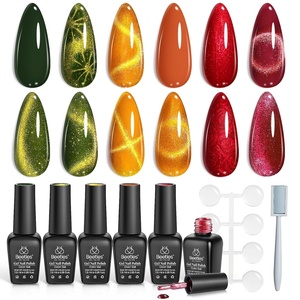 Beetles Burgundy Gel Polish Set – Berry Merlot 6 Colors Plum Gel Polish, Cherry Mocha Red Glitter Dark Purple Wine Nails Color, U V LED Soak Off Home DIY Manicure Nail Salon(0-0-Autumn Oasis)