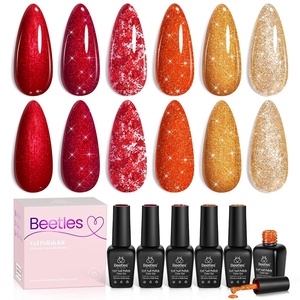 Beetles Burgundy Gel Polish Set – Berry Merlot 6 Colors Plum Gel Polish, Cherry Mocha Red Glitter Dark Purple Wine Nails Color, U V LED Soak Off Home DIY Manicure Nail Salon(0-Passion Rush)