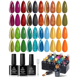 Beetles Cat Eye Gel Nail Polish Set – 20 Colors Gel Polish Nail Set Burgundy Brown Green Nail Polish Glitter Pearl Manicure with Base Coat Matte & Top Coat Soak Off Gift for Women(Glint Crush Collection)