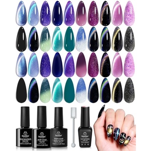 Beetles Cat Eye Gel Nail Polish Set – 20 Colors Gel Polish Nail Set Burgundy Brown Green Nail Polish Glitter Pearl Manicure with Base Coat Matte & Top Coat Soak Off Gift for Women(0-0 Stellar Mirage)