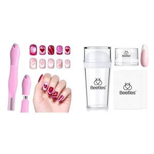 Beetles Cat Eye Nail Magnet 3 in 1, Multi Effect Magnetic Nails Art Tool & Nail Stamp Kit 4PCS, French Tip Stamper with Scraper