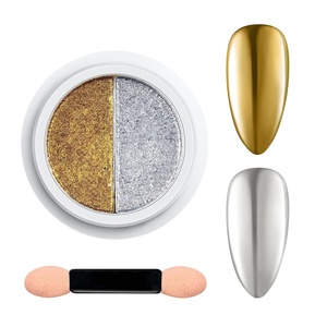 Beetles Chrome Nail Powder 6 Colors Mirror Gold Silver Effect Pearl White Crome Powder for Nail Solid Pigment Holographic Aurora Nails Art Decoration Glitter Manicure Gift for Women(Gold Silver Solid Powder)