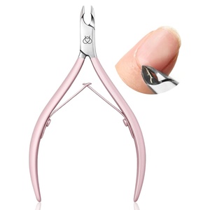 Beetles Cuticle Pusher Dual Ended Cuticle Remover with Round End Push Back Cuticles Fork End Remove Lifted Cuticles Nail Prep Tool Stainless Steel Pink Two in One Dead Skin Nail Scraper(Cuticle Trimmer)