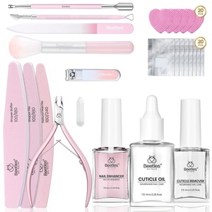 Beetles Cuticle Pusher Dual Ended Cuticle Remover with Round End Push Back Cuticles Fork End Remove Lifted Cuticles Nail Prep Tool Stainless Steel Pink Two in One Dead Skin Nail Scraper(14pcs Manicure Kit)