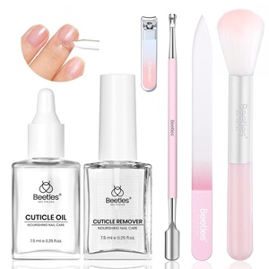 Beetles Cuticle Pusher Dual Ended Cuticle Remover with Round End Push Back Cuticles Fork End Remove Lifted Cuticles Nail Prep Tool Stainless Steel Pink Two in One Dead Skin Nail Scraper(6pcs Manicure Kit)