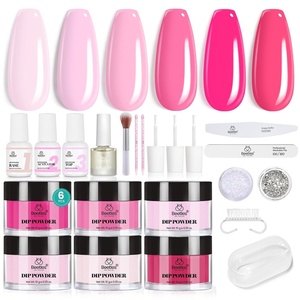 Beetles Dip Powder Nail Kit, 6 Colors Burgundy Orange Dark Red Green Yellow Dip Nails Powder Starter Kit With Base Top Coat Activator Brush Saver for Nail Art Manicure Autumn Depth Palette(Romance in Air)