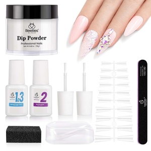 Beetles Dip Powder Nail Kit, 6 Colors Dipping Powder Nude White Pink Grey Yellow Glitter with Base Top Coat Activator and Tools All Season for French Nail Art DIY Home Manicure Salon Luxury Radiance(Building An Apex)