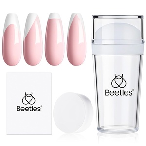 Beetles French Tip Gel Liner Nail Polish Set- 20 Colors Nail Art Polish Brown Glitter Pink Blue White Red Purple Swirl Gel Nails Polish Nails Art Painted Build in Thin Brush Manicure Gifts for Women(Nail Stamp)