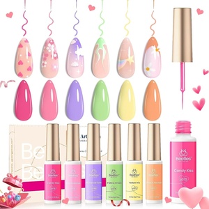 Beetles French Tip Gel Liner Nail Polish Set- 20 Colors Nail Art Polish Brown Glitter Pink Blue White Red Purple Swirl Gel Nails Polish Nails Art Painted Build in Thin Brush Manicure Gifts for Women(Smile Time)