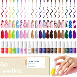 Beetles French Tip Gel Liner Nail Polish Set- 20 Colors Nail Art Polish Brown Glitter Pink Blue White Red Purple Swirl Gel Nails Polish Nails Art Painted Build in Thin Brush Manicure Gifts for Women(00-20 Colors Creative Freedom)